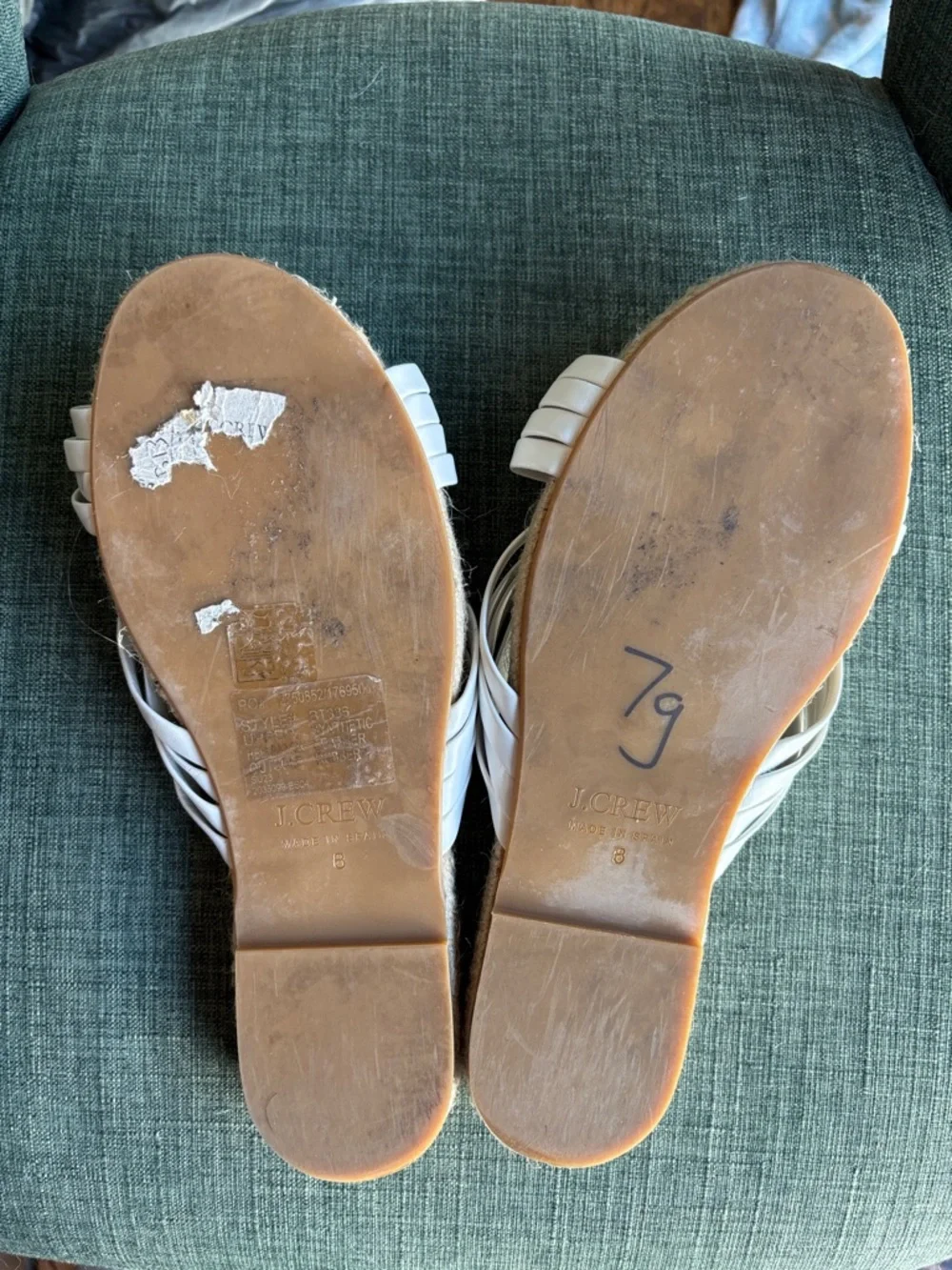 J. Crew women’s White Knotted Espadrille summer Slides Size 8 worn once EUC! - Picture 12 of 14